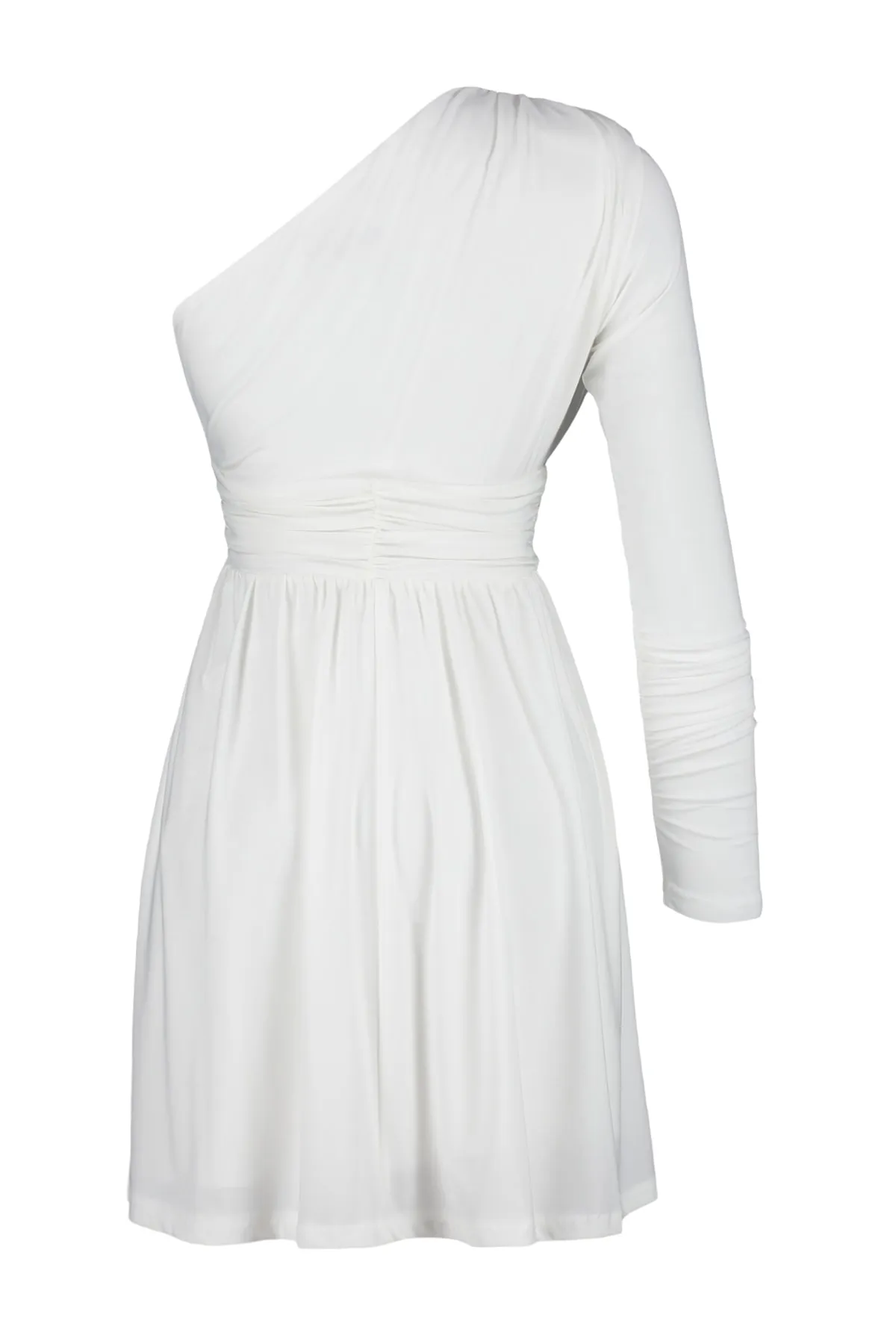 Trendyol Collection  Ecru gefüttertes gestricktes Fenster-/Ausschnitt-Brautabendkleid mit detailliertem Ausschnitt TPRSS23EL00032