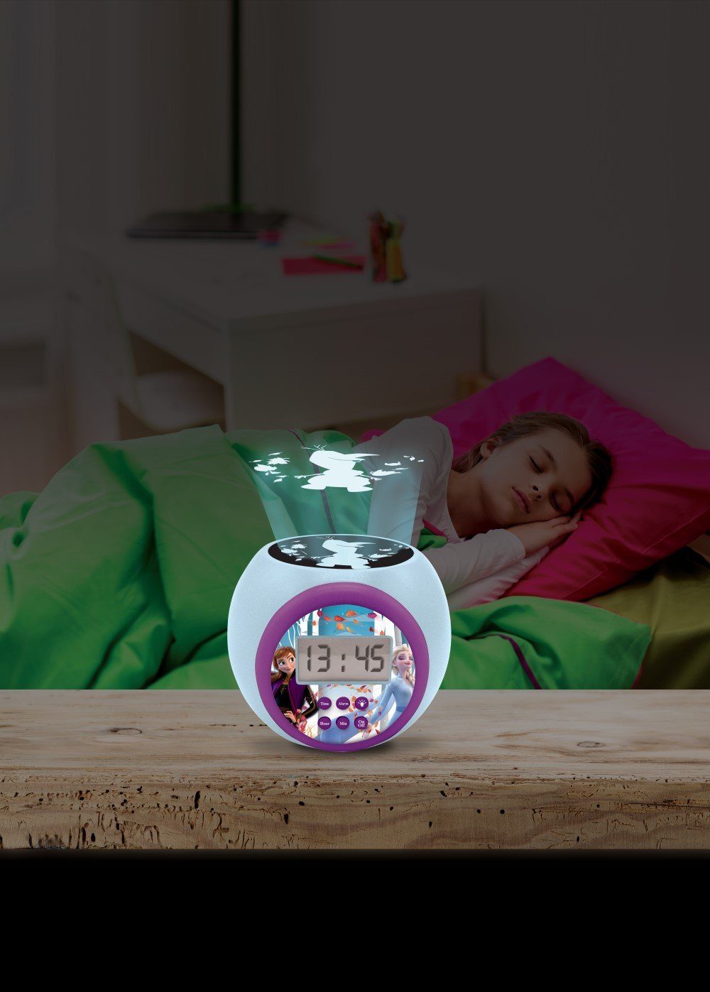 Lexibook® Kinderwecker  Frozen Projektions Wecker LED Farbwechsel Timerfunktion Elsa