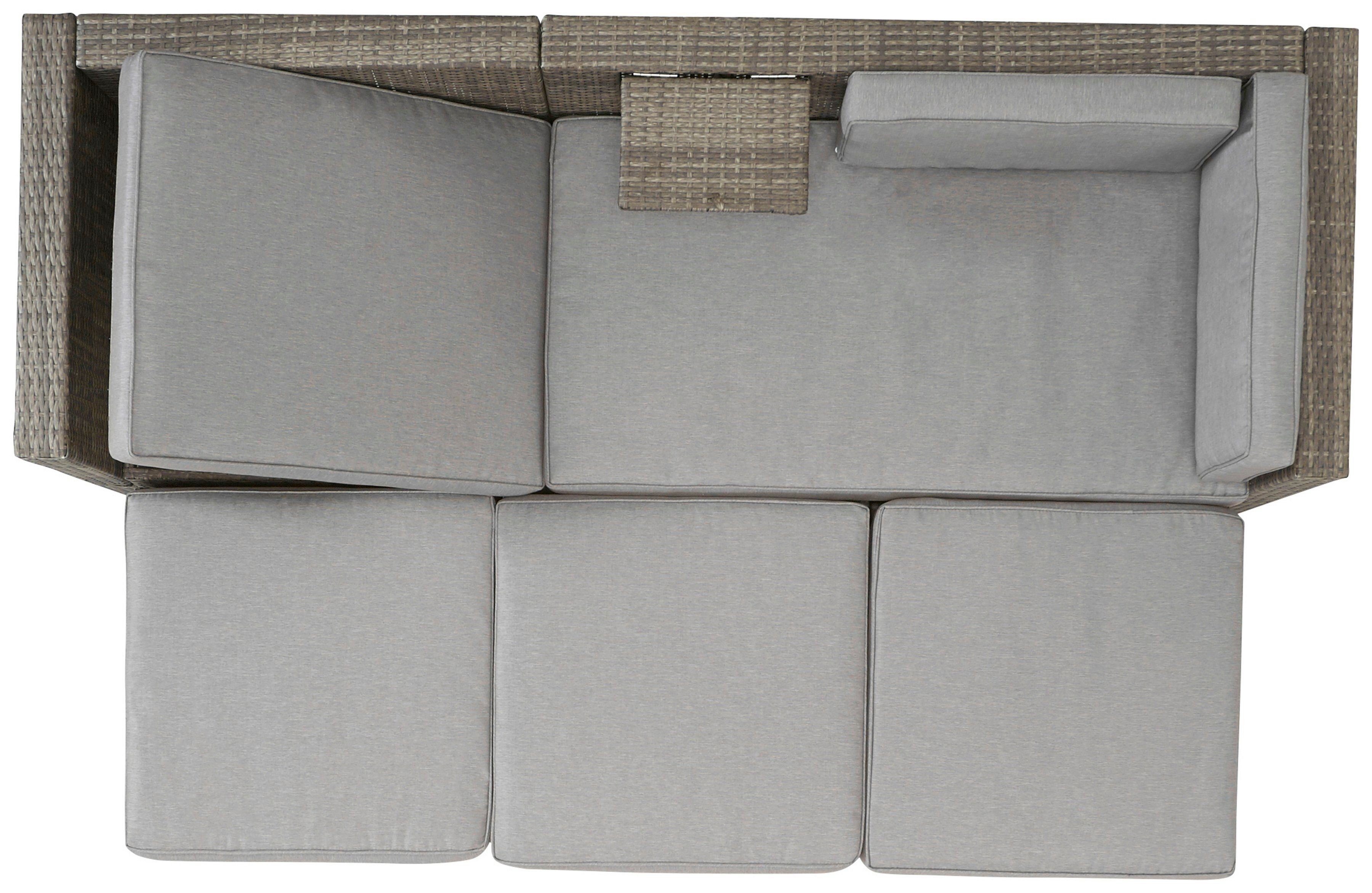 KONIFERA Gartenlounge-Set Lagos Premium, (13-tlg), 3er-Sofa, 3 Hocker, Tisch, Polyrattan