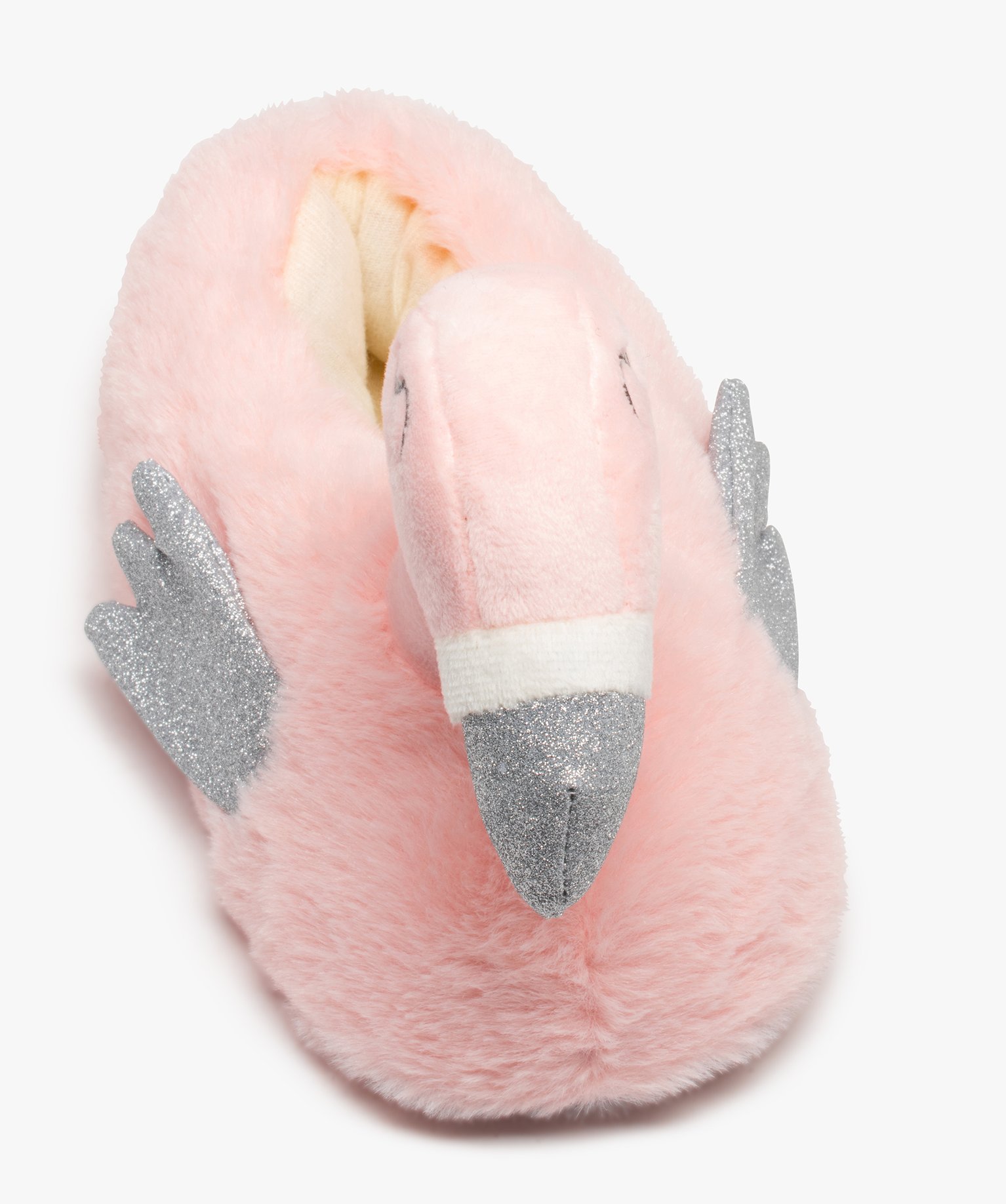 Chaussons femme en volume flamant rose à paillettes rose | GEMO