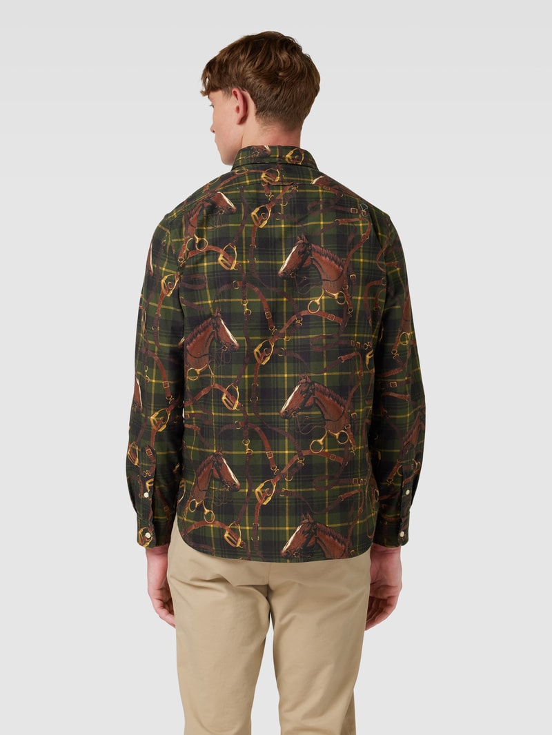 Slim Fit Freizeithemd mit Tartan-Karo in dunkelgrün