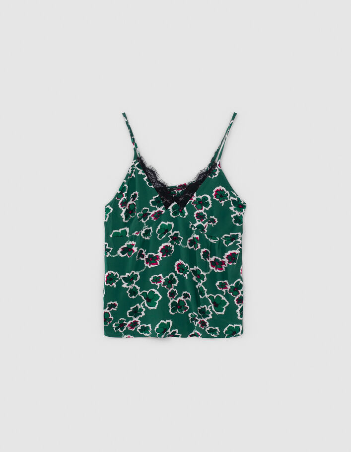 Top vert esprit lingerie imprimé maxi floral Femme