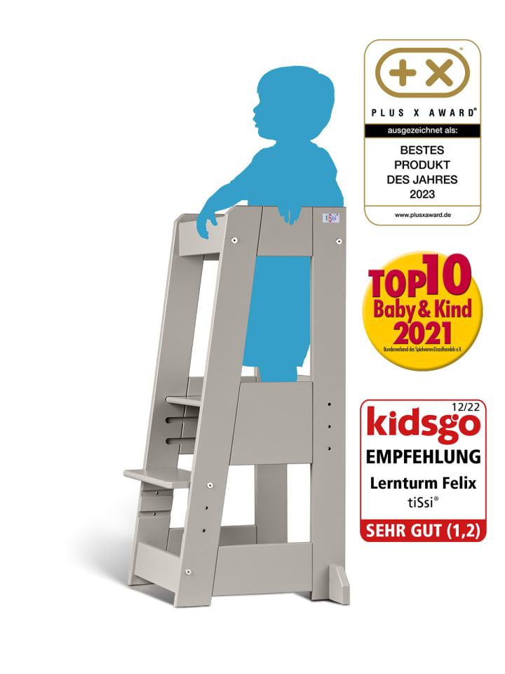 tiSsi tiSsi® Entdeckerturm / Lernturm FELIX mitwachsend Buche massiv STORMY GREY  günstig kaufen onesize