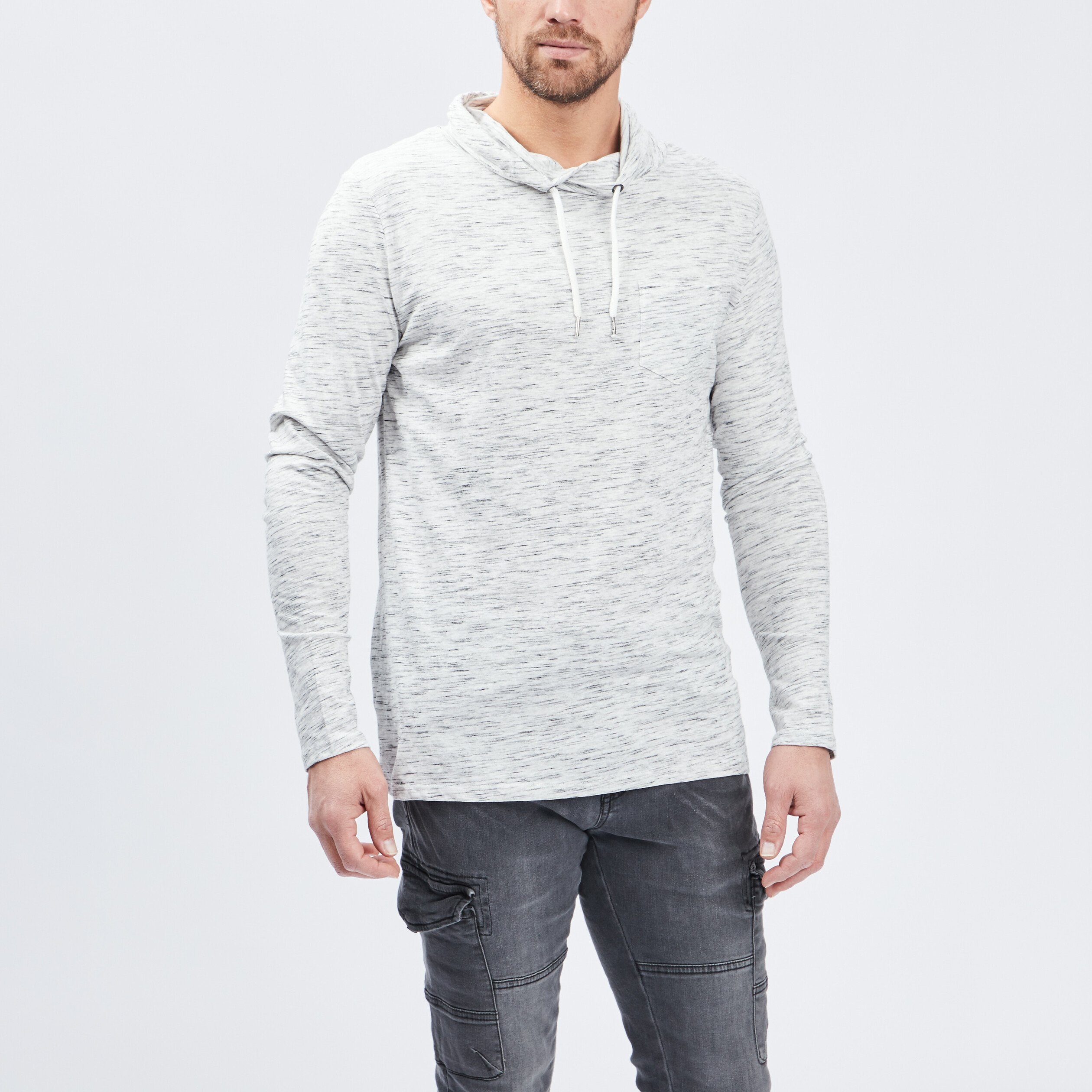 T-shirt manches longues col montant ecru homme | La Halle