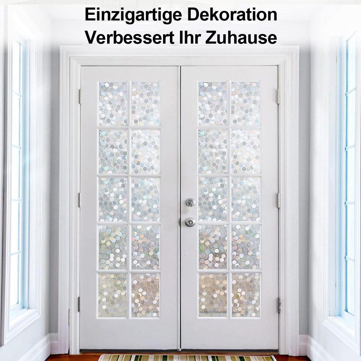 Fensterfolie Regenbogen-Fensteraufkleber - Buntglasdekor und UV-Schutz, flowgoer, Abnehmbare 3D-Glastür- und Fensteraufkleber, 45 cm × 5 m