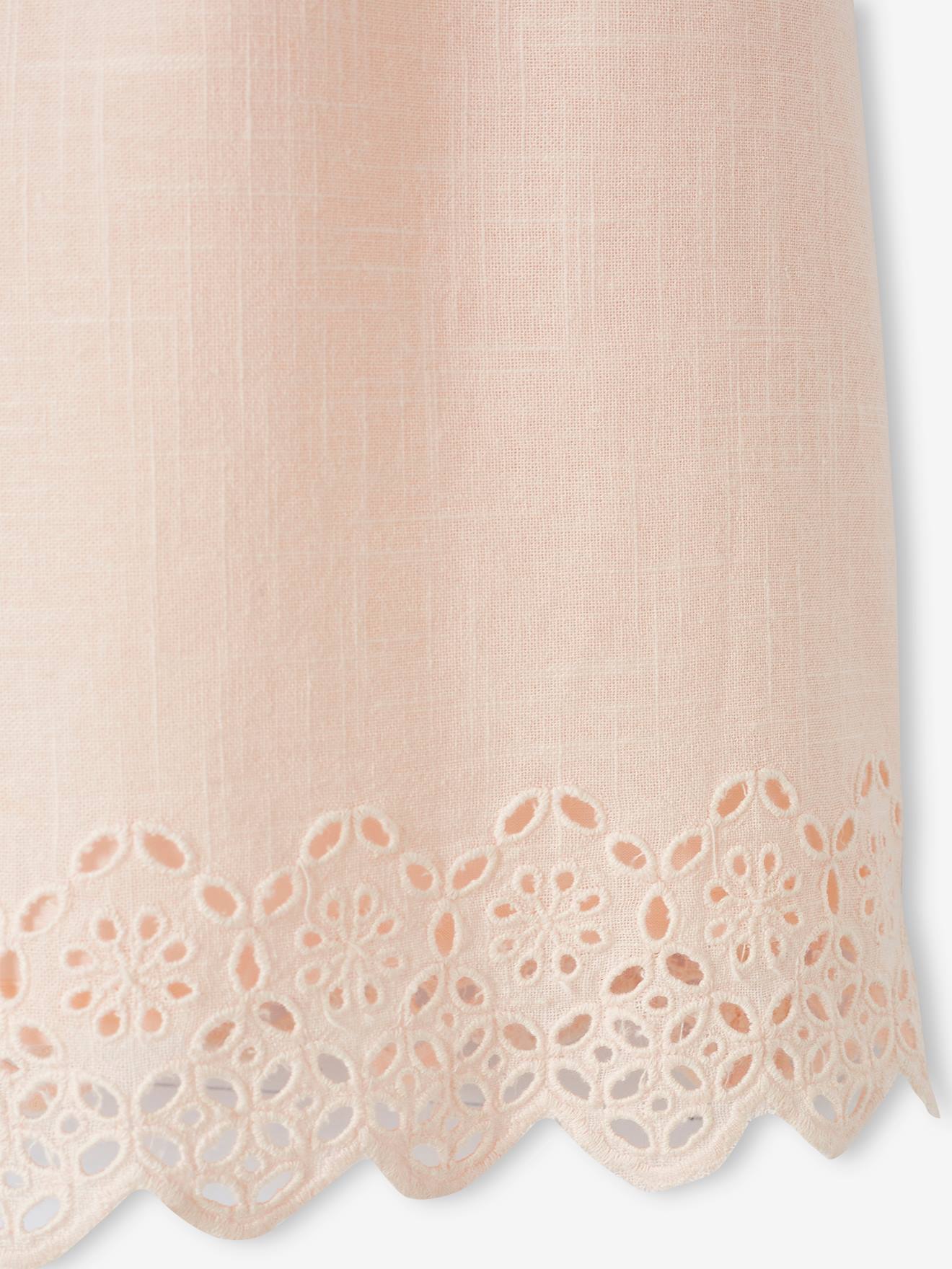 Robe animée de broderie anglaise fille manches papillon rose pâle