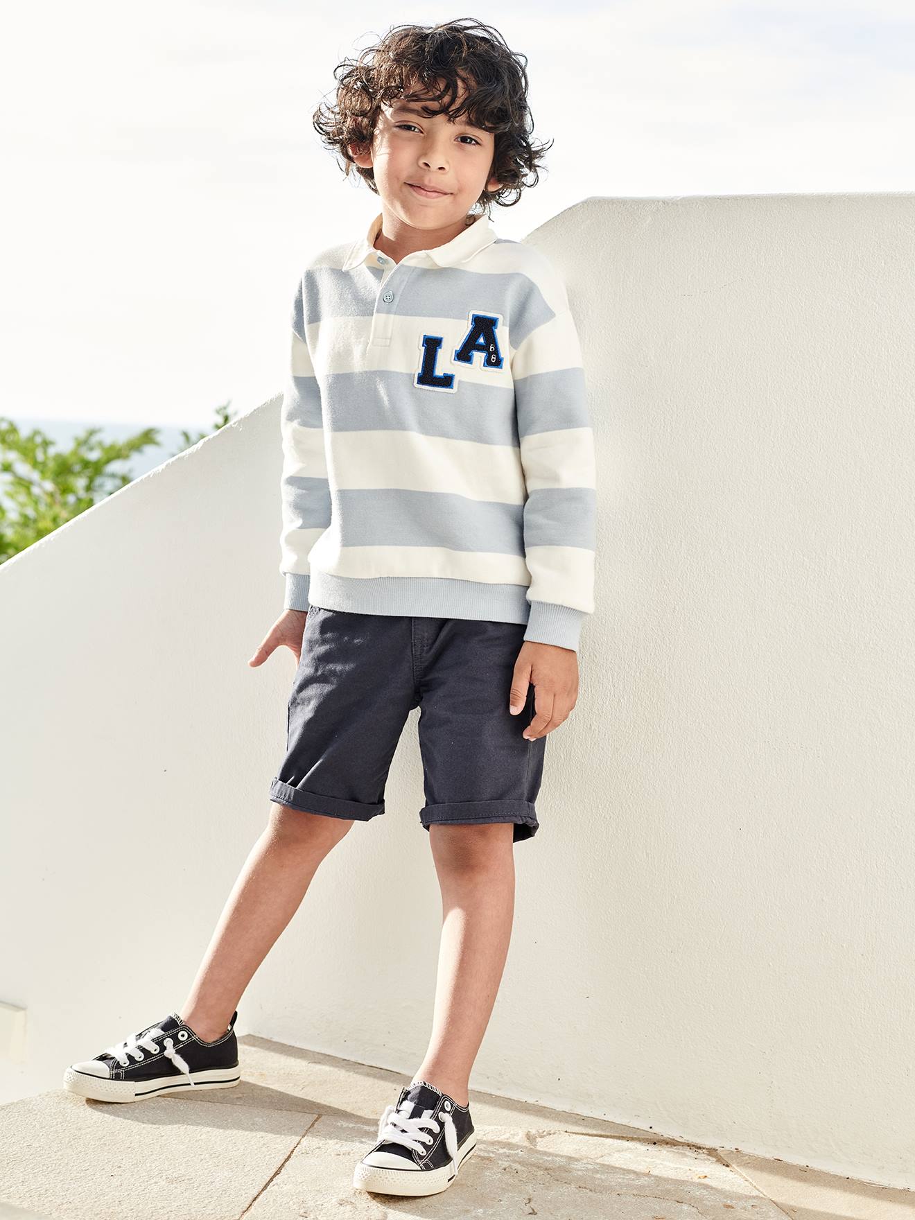 Vertbaudet Jungen Sweatshirt - blau gestreift