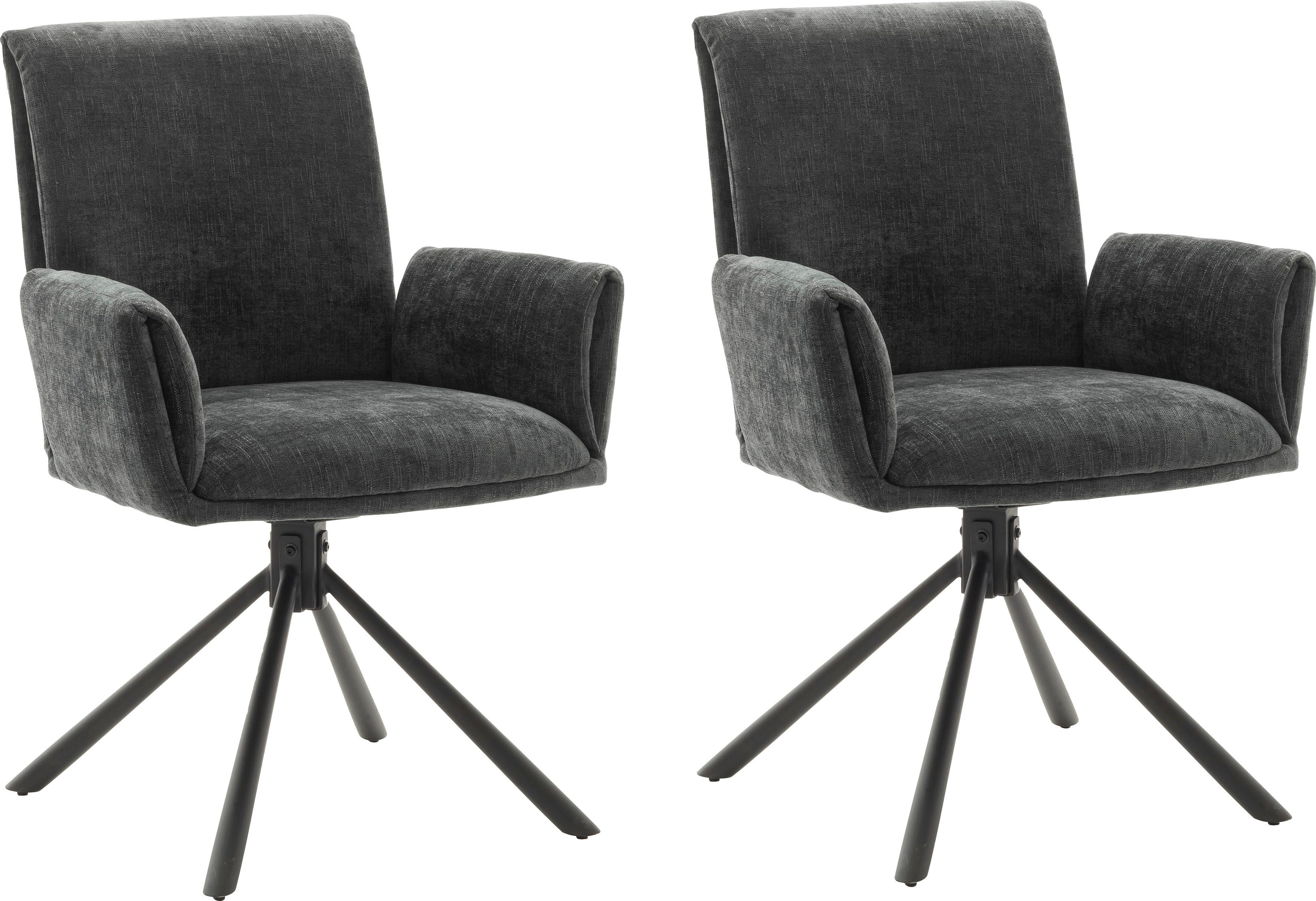 MCA furniture 4-Fußstuhl Boulder, 180°drehbar mit Nivellierung, Stoffbezug in Chenille Optik