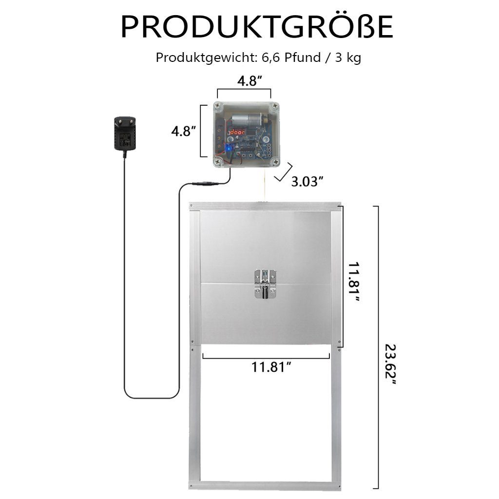 Insma Hühnerstall, Automatische Hühnertür mit Zeitgeber, Lichtsensor und Fernbedienung
