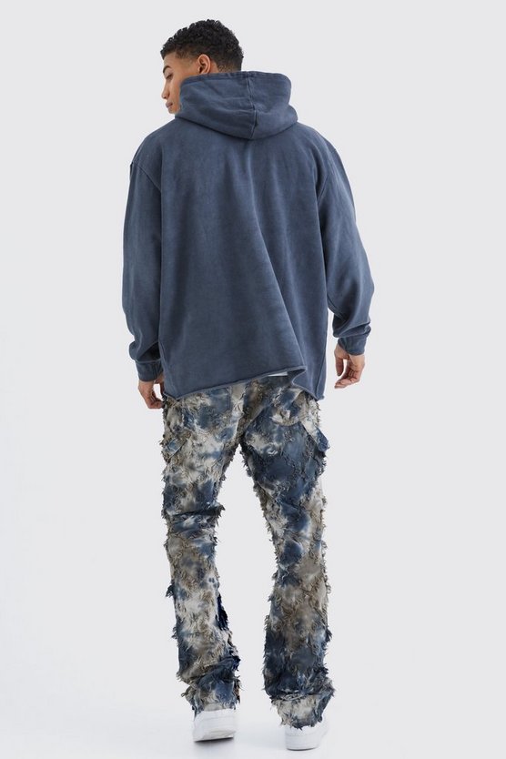 Oversize Man Hoodie mit rohem Saum
