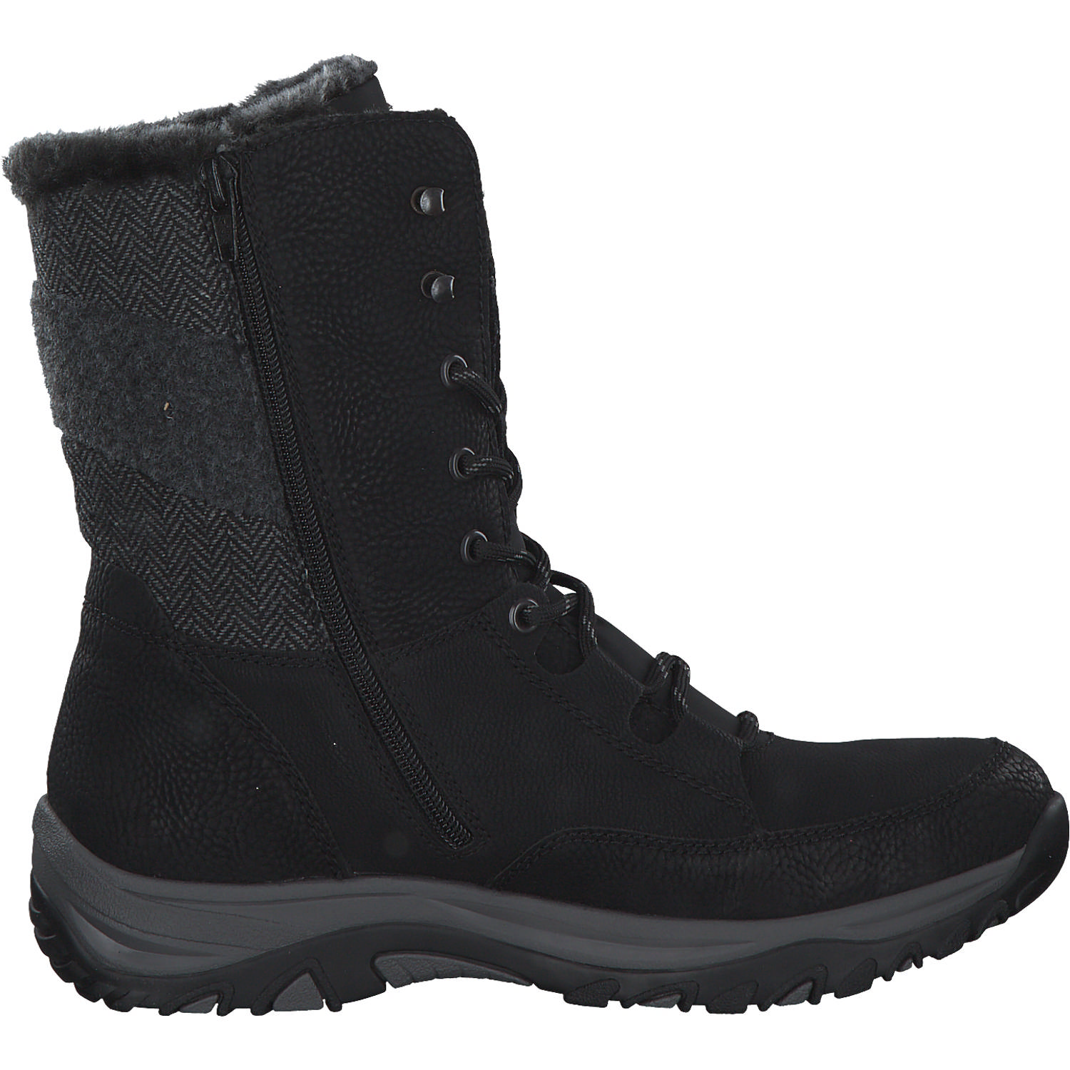 Rieker M9643, Schnürstiefel, Damen, schwarz/schwarz/grau/anthrazit