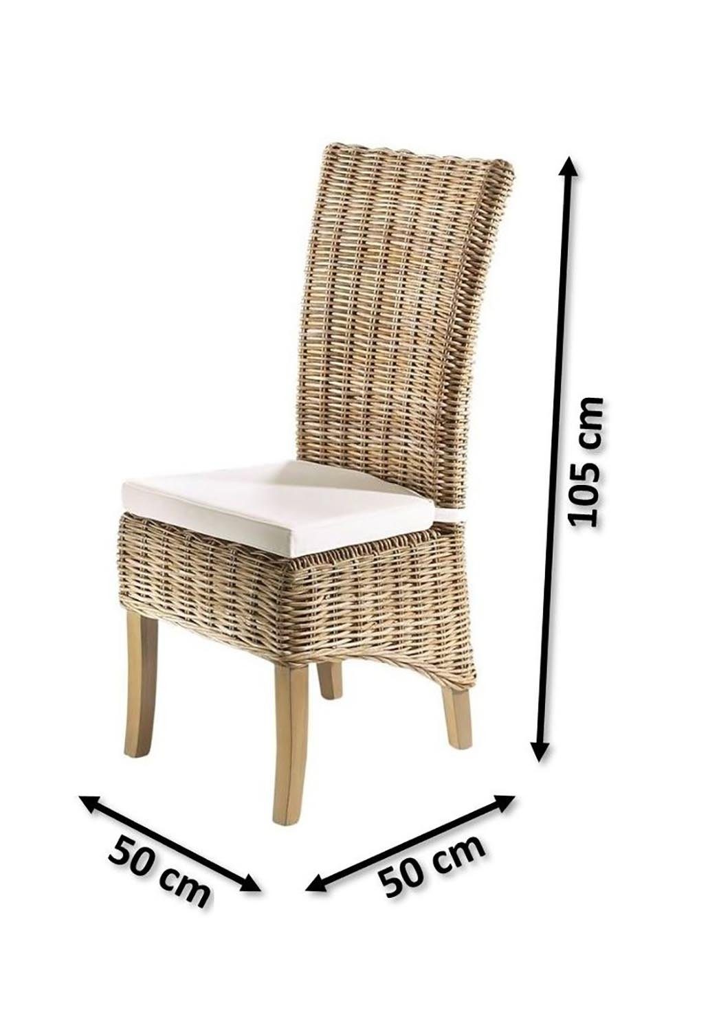 Kobolo Rattanstuhl NEWPORT Stuhl Hochlehner Rattan grau mit Kissen (kubu grey)