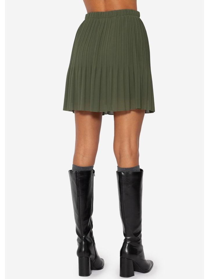 SASSYCLASSY Plissée-Rock aus Chiffon in Khaki günstig kaufen L