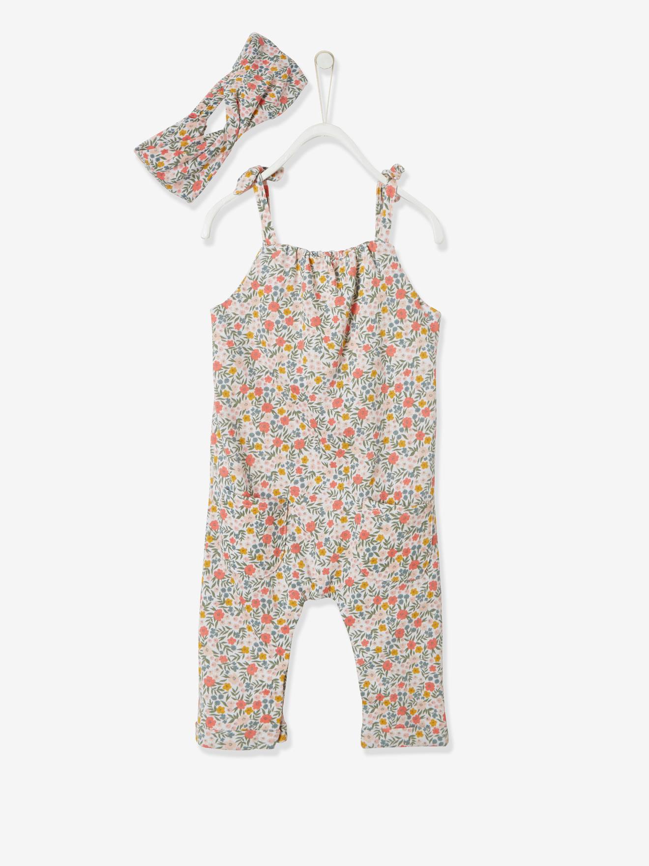 Vertbaudet Mädchen Baby-Set: Overall & Haarband Oeko-Tex - hellrosa