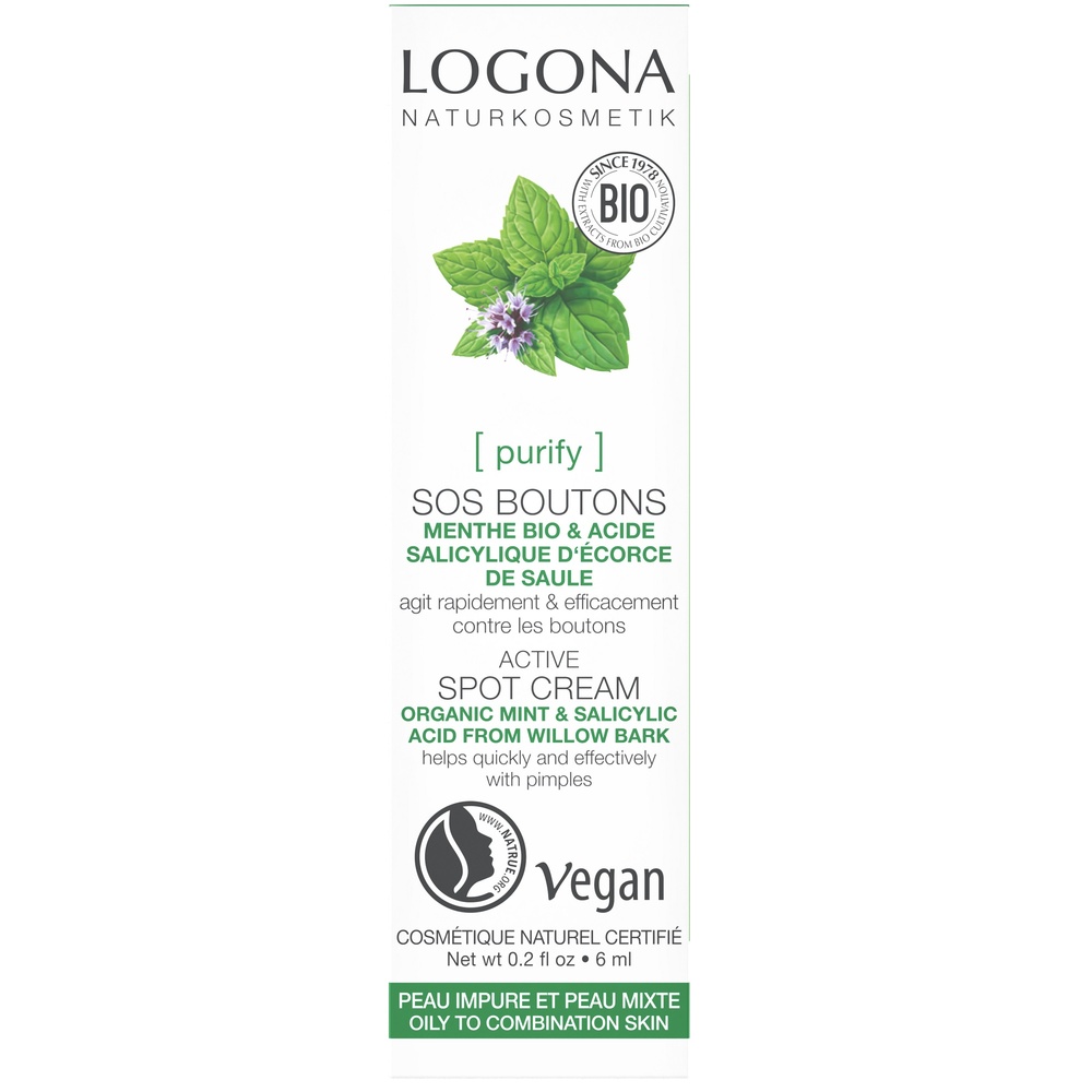 logona SOS boutons menthe bio acide salicylique, 6ml Soin quotidien
