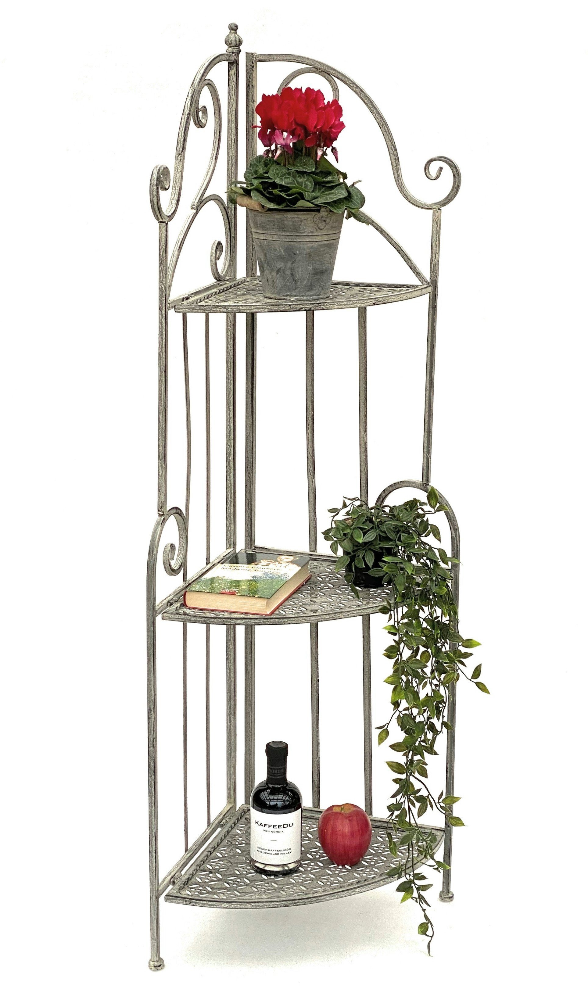 DanDiBo Eckregal DanDiBo Eckregal Weiß Grau Küche mit 3 Böden Metall Stehend 96124 Metallregal 125 cm Schmiedeeisen Regal Ecke Wand Eisen Standregal