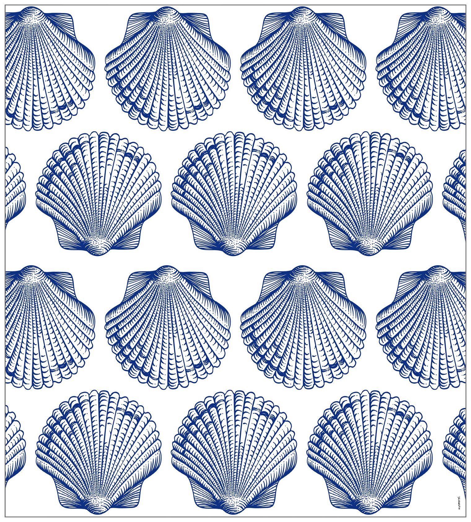 Fensterfolie Look Shells blue, MySpotti, halbtransparent, glatt, 90 x 100 cm, statisch haftend