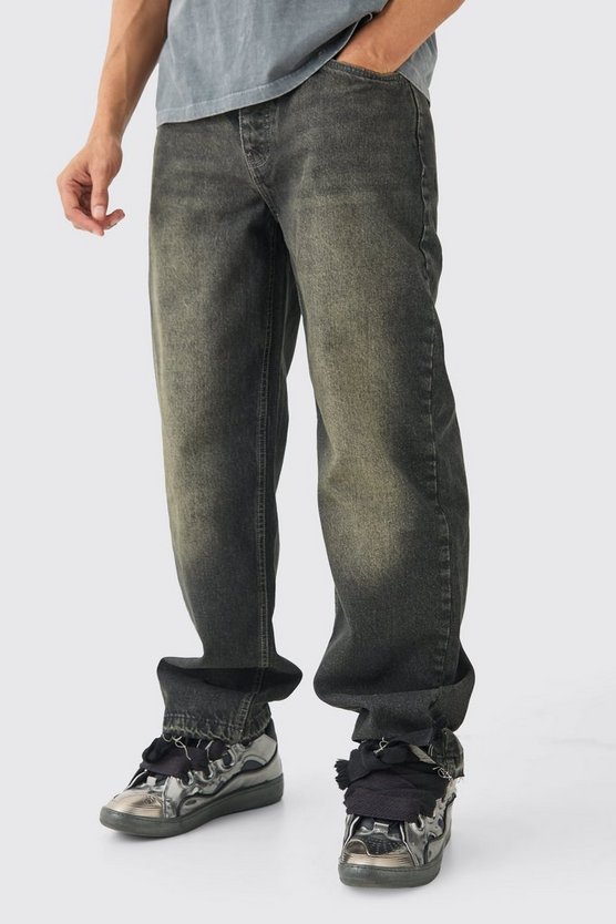Lockere zerrissene Jeans in Grau