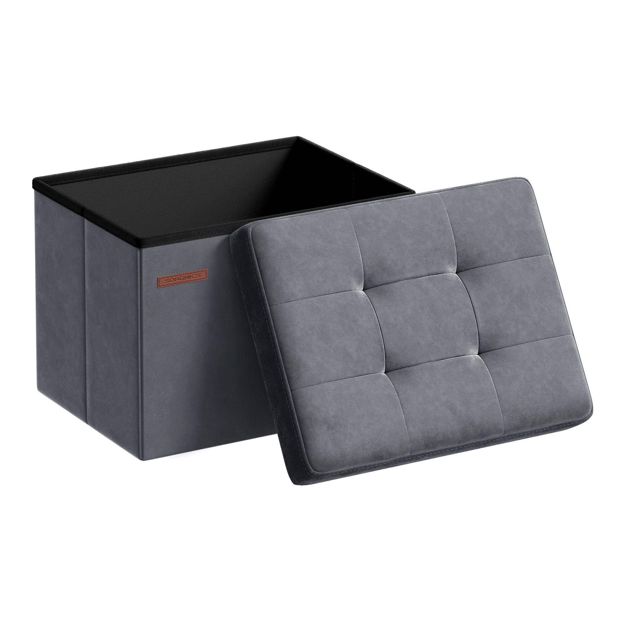 SONGMICS Sitzhocker, Aufbewahrungsbox mit Deckel, bis 130 kg belastbar