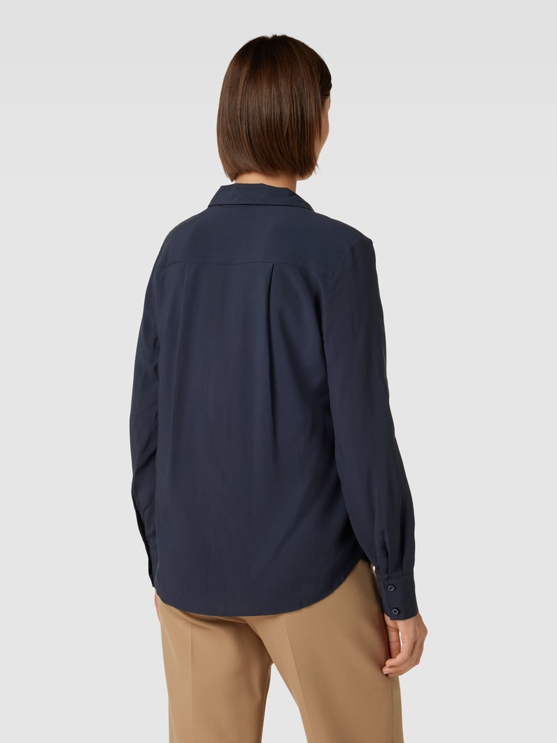 Bluse aus Viskose mit Umlegekragen in marineblau