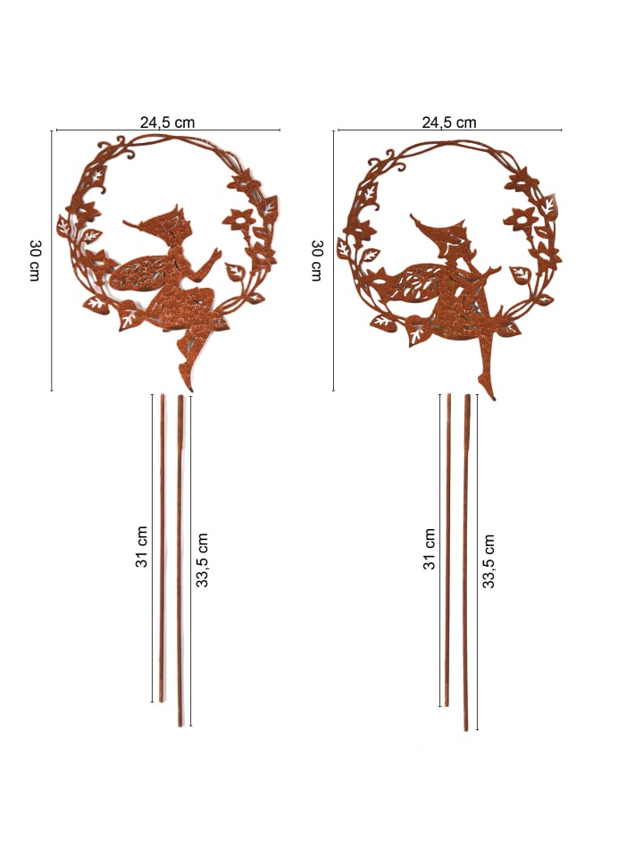 UNUS 2er Set Gartenstecker Rost Elfen in Braun günstig kaufen onesize