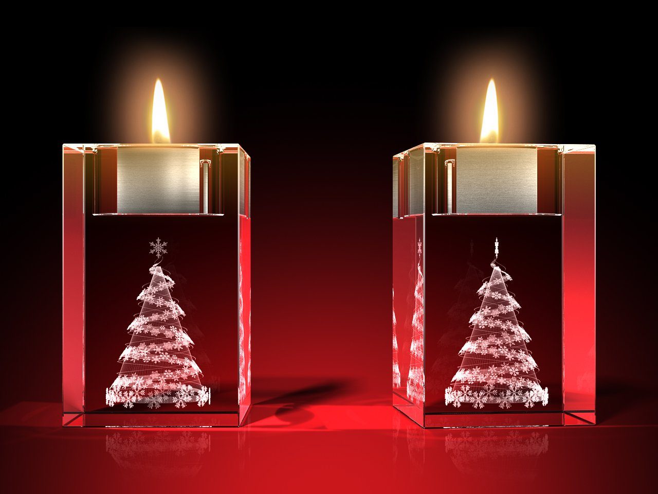 GLASFOTO.COM Teelichthalter Weihnachtsbaum als 3D-Innengravur - Premiumqualität - Made in Germany (1 Stück)
