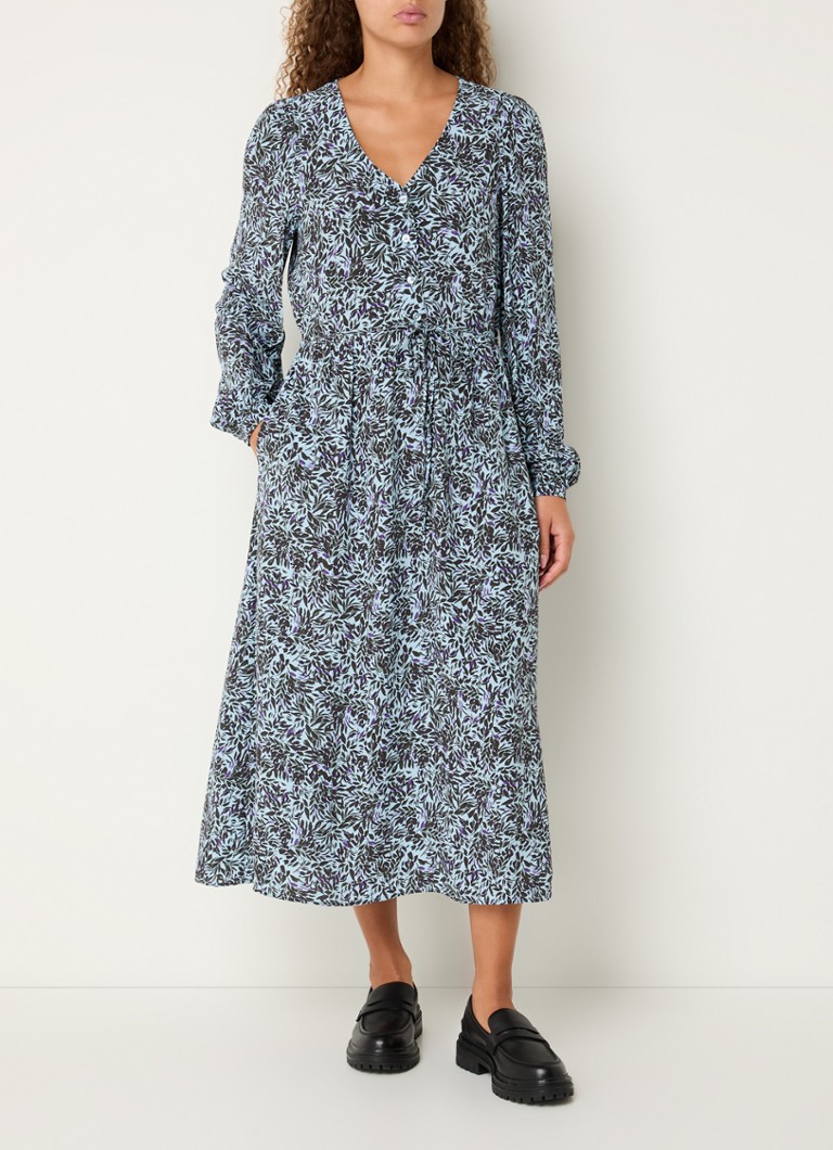 Vestido midi de mezclilla estampada con escote en V de Marc O'Polo