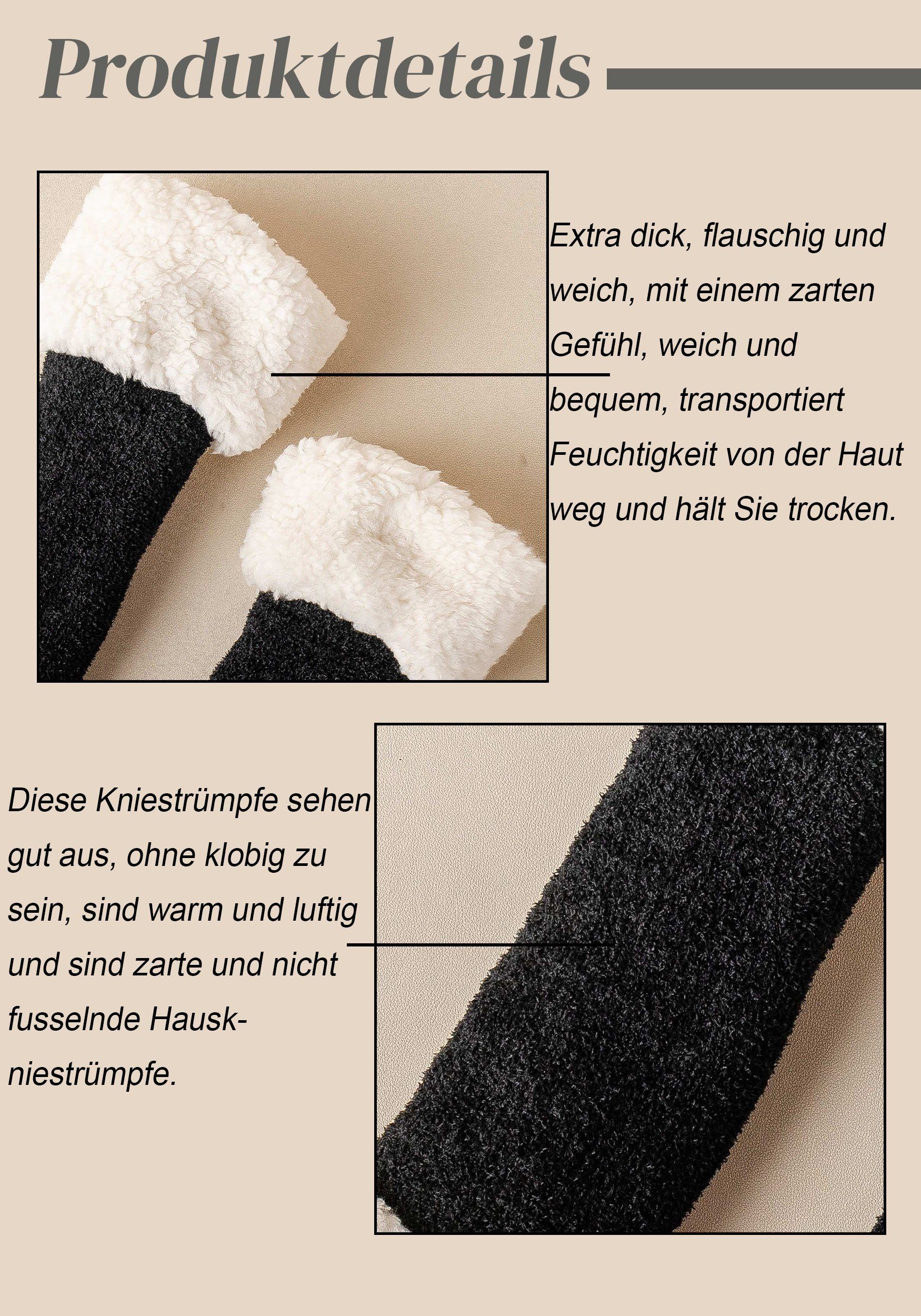MAGICSHE Stulpensocken 2 Paare Verdicken Lammkashmere Wärmer Sockenbezug aus Kniewolle (2-Paar)