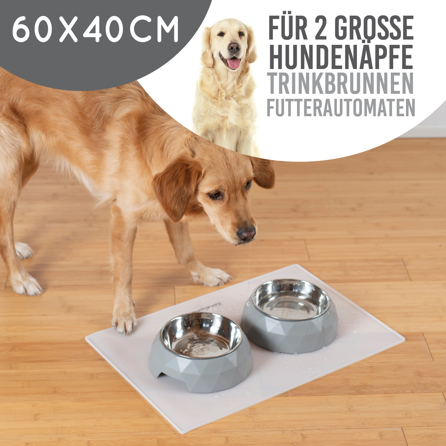 KaraLuna Futternäpfe KaraLuna Napfunterlage aus Silikon 60x40 cm geschwungen schwarz
