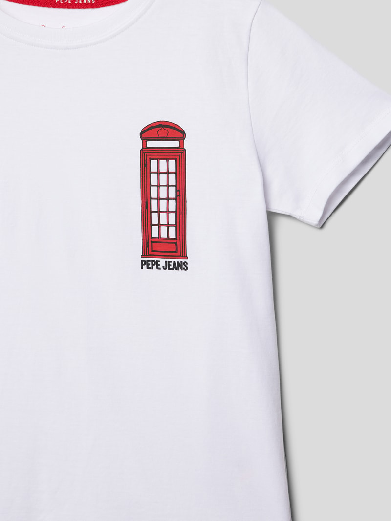 T-Shirt mit Motiv-Print Modell 'BULCANO' in weiß