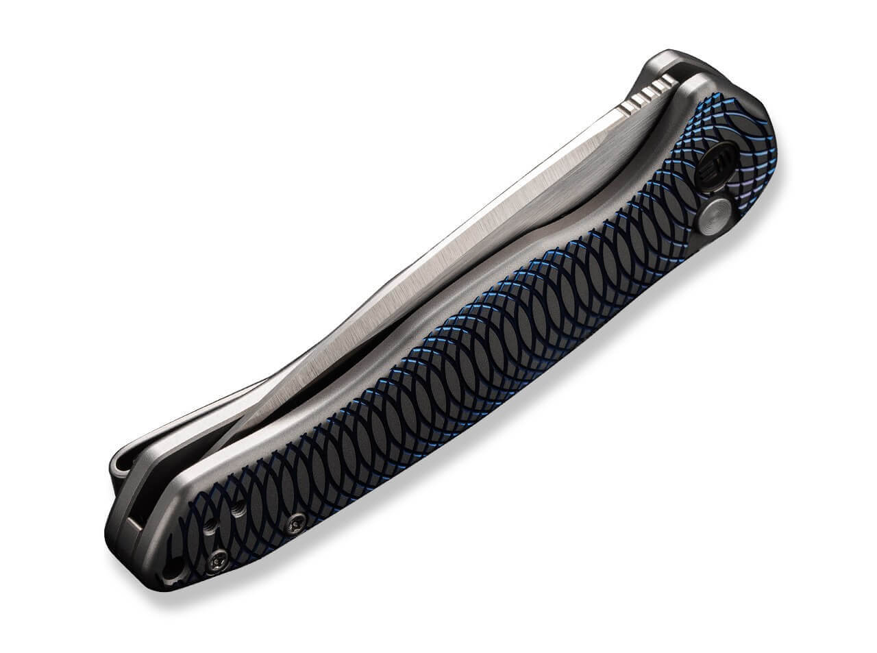 Button Lock Kitefin Titanium Satin Grey & Blue