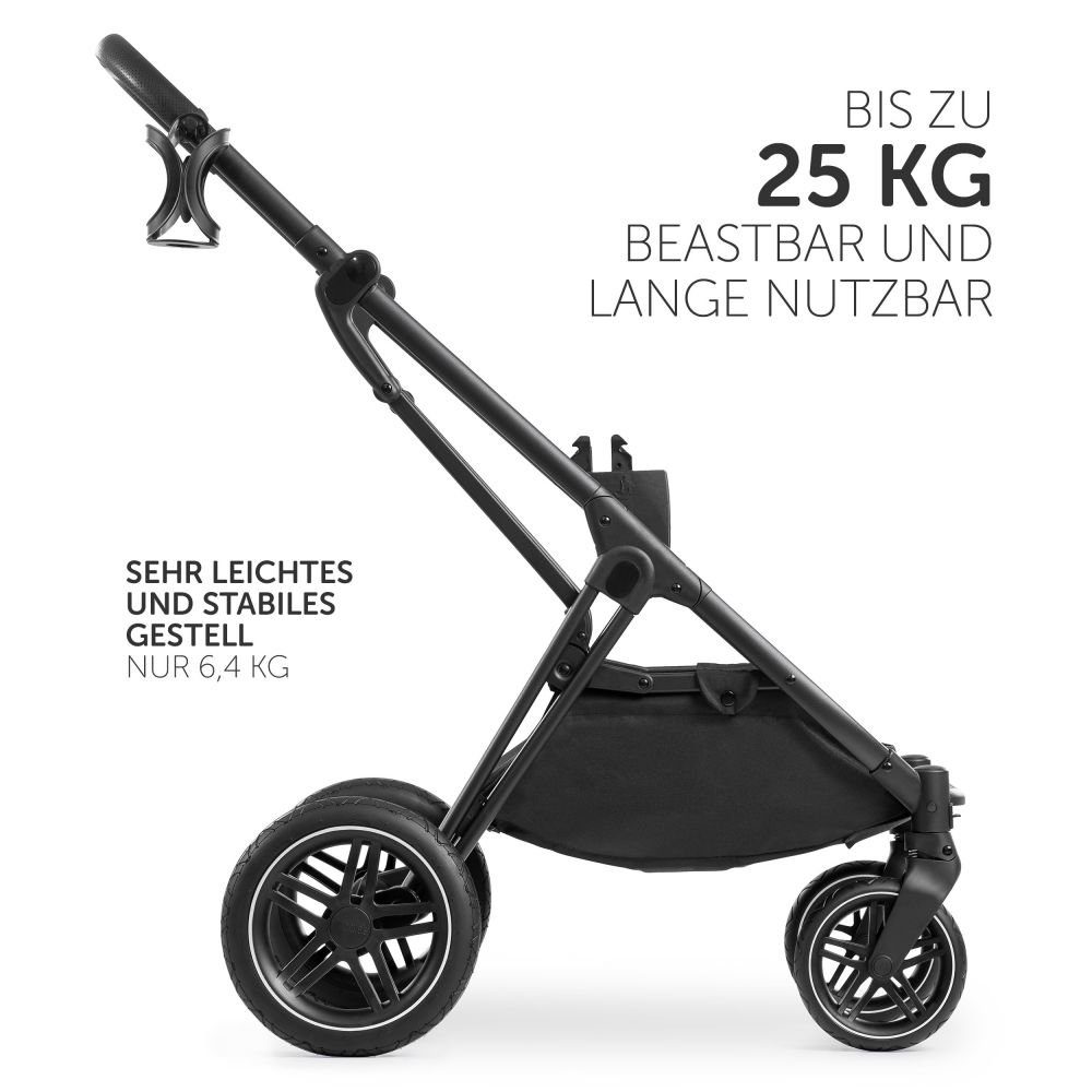 Hauck Kombi-Kinderwagen Vision X Duoset Black - Melange Rose, (7-tlg), 2in1 Kinderwagen Buggy Set mit Babywanne, Sportsitz und Regenschutz