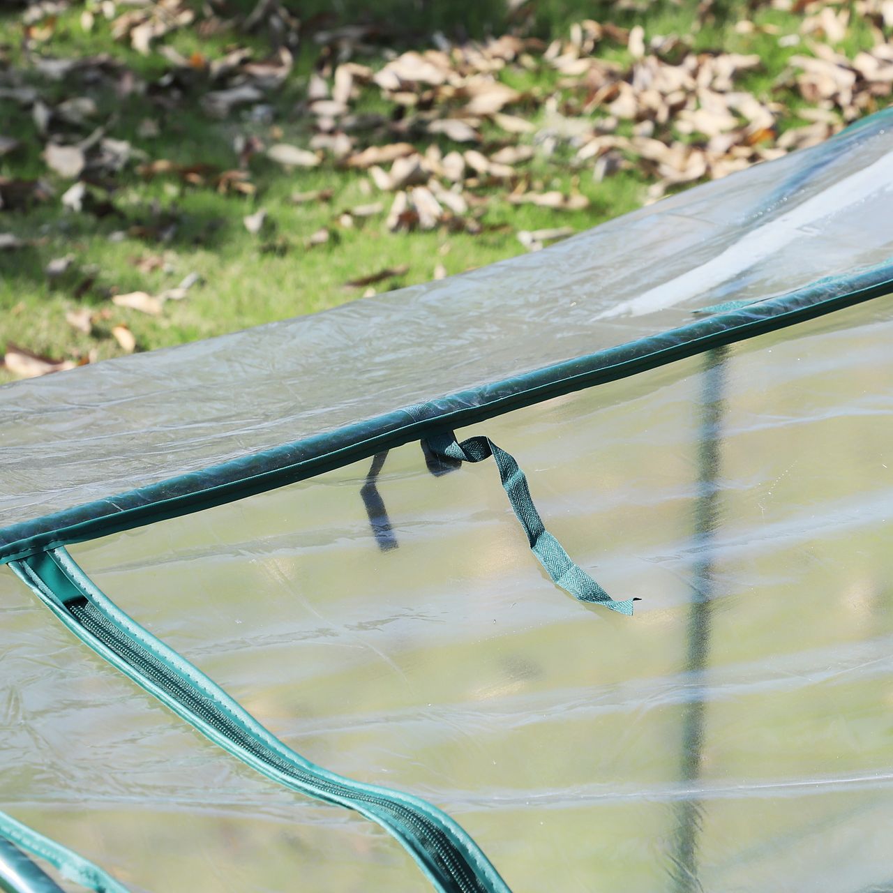 Outsunny Foliengewächshaus Treibhaus Tür Pflanzenaufzucht Stahl PVC