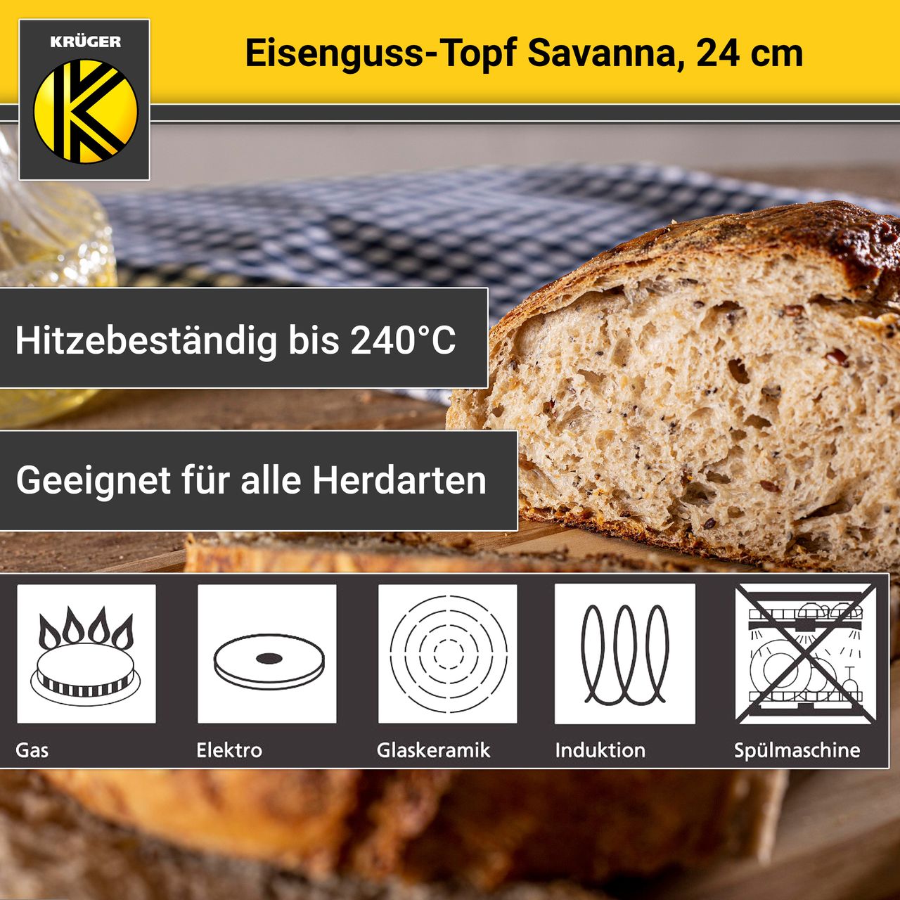 Karl Krüger Eisenguss Fleischtopf SAVANNA, 24 cm