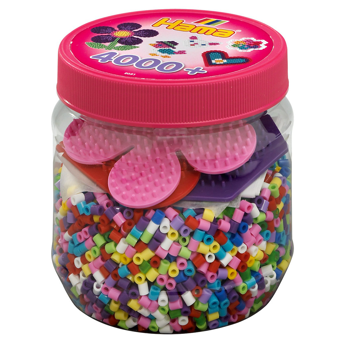 HAMA 2051 Dose pink mit 4.000 midi-Perlen & Zubehör
