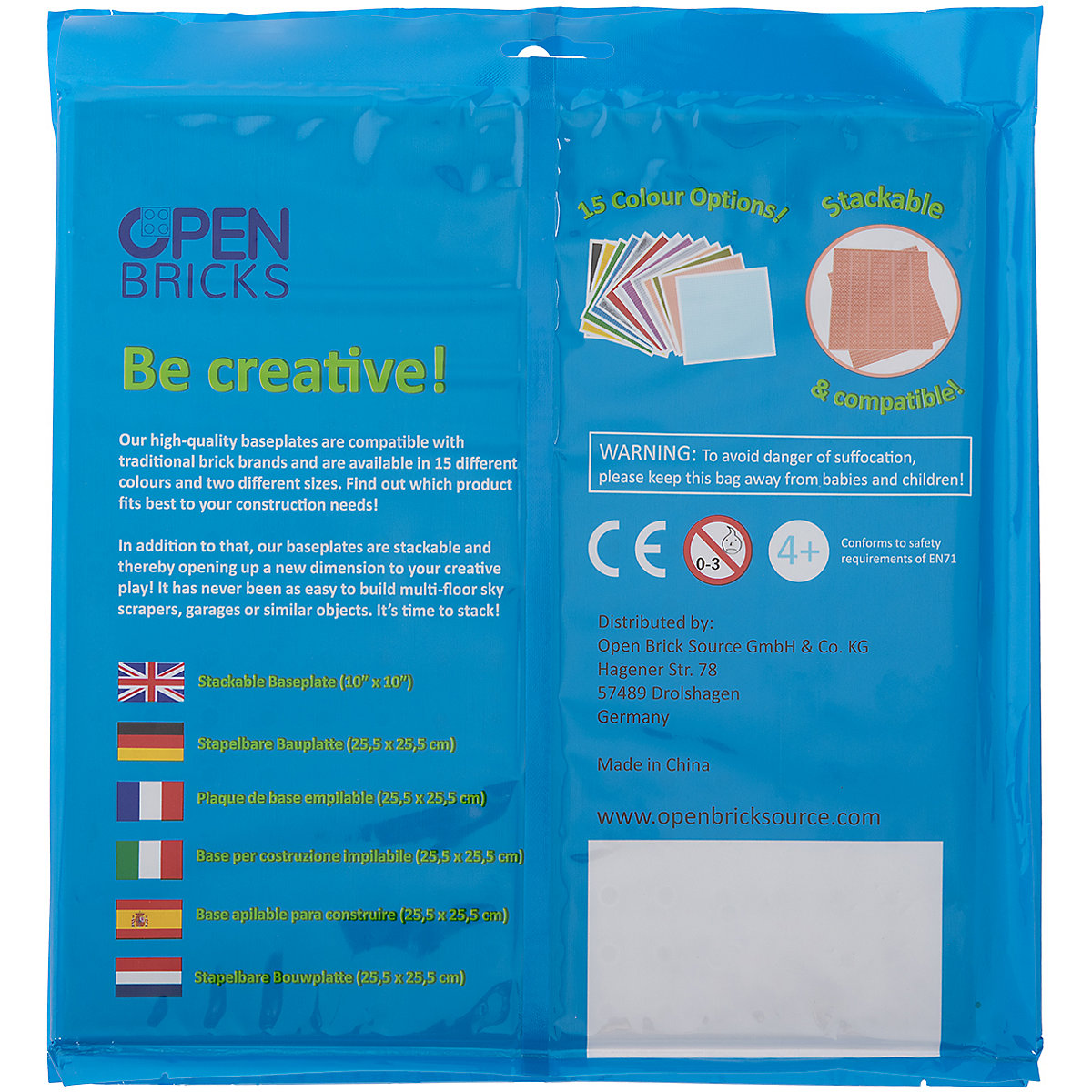 Stapelbare Straßenplatte (25,5 x 25,5 cm, 32 x 32 Noppen) Kurve, 2er Set