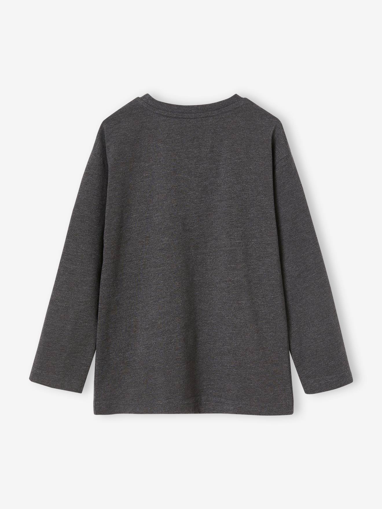T-shirt digital dino effet pixel en relief garçon gris chiné