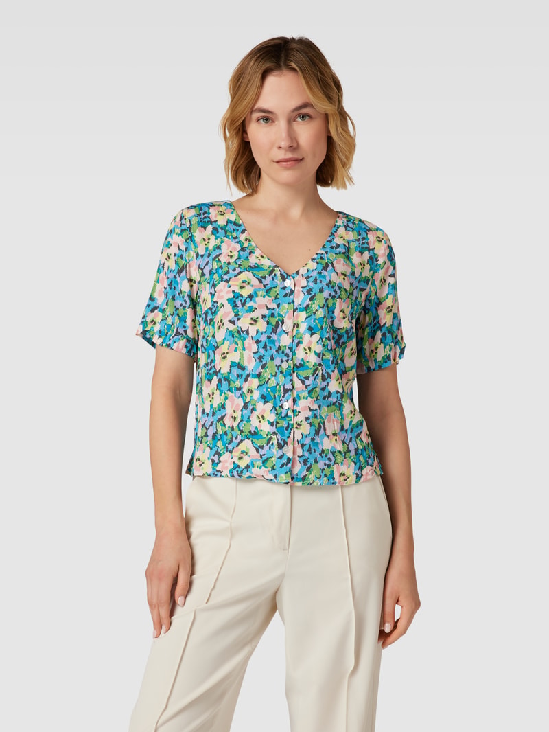 Bluse mit floralem Muster in blau