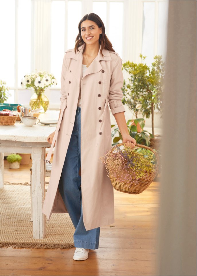 Long-Trenchcoat mit Taillengürtel
