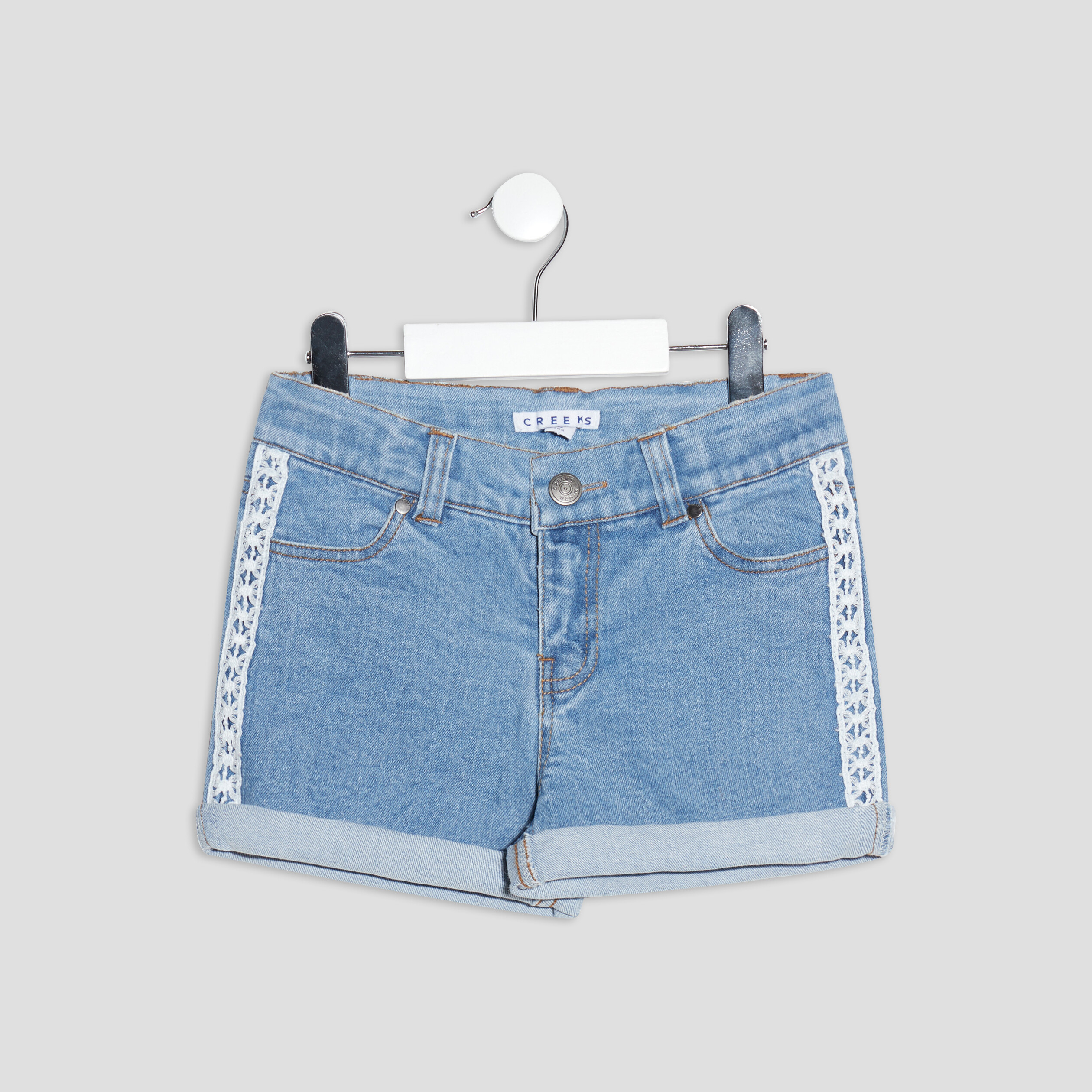 Short mom en jean Creeks denim double stone fille | La Halle