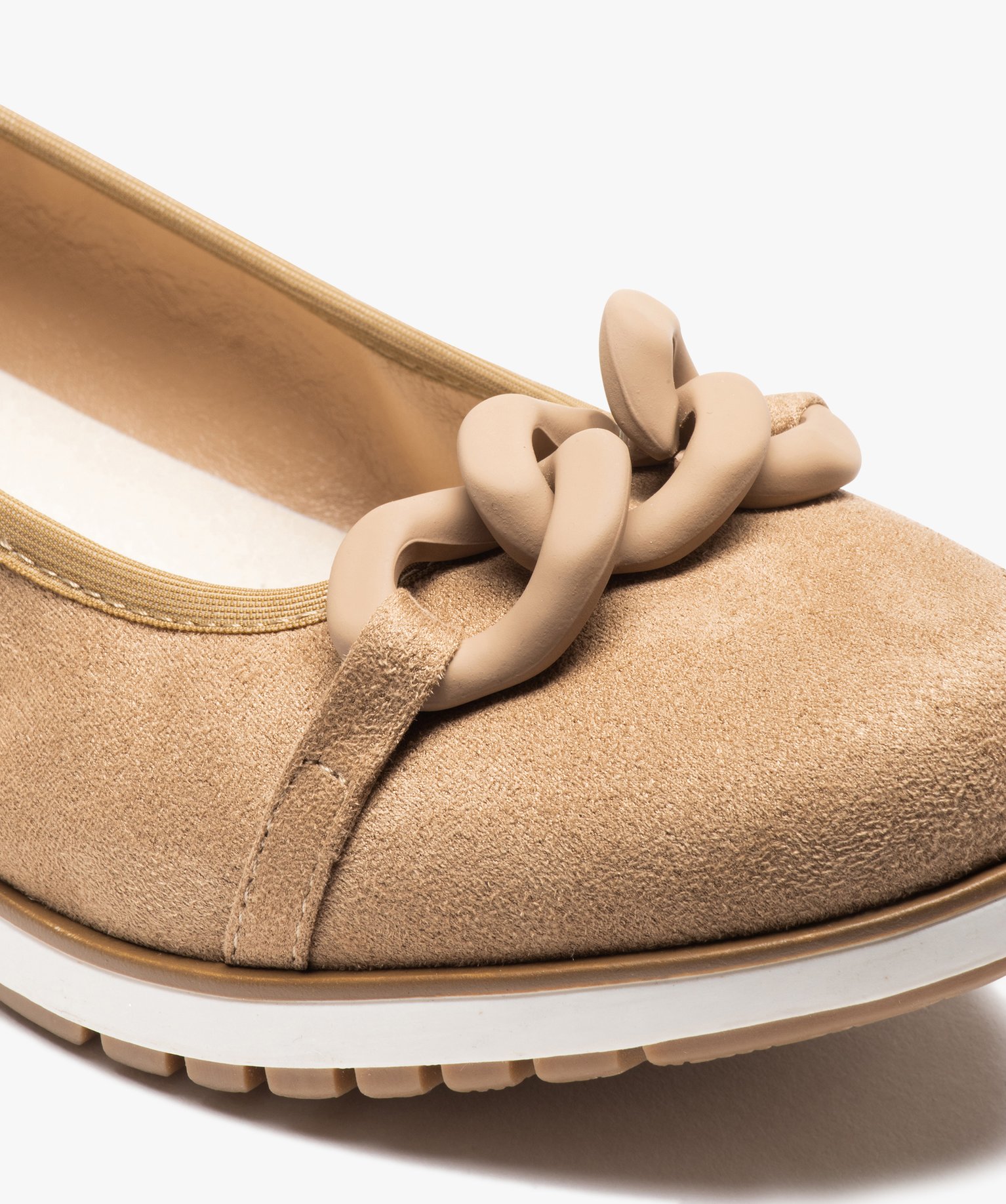 Ballerines femme avec chaine fantaisie et semelle bicolore beige | GEMO