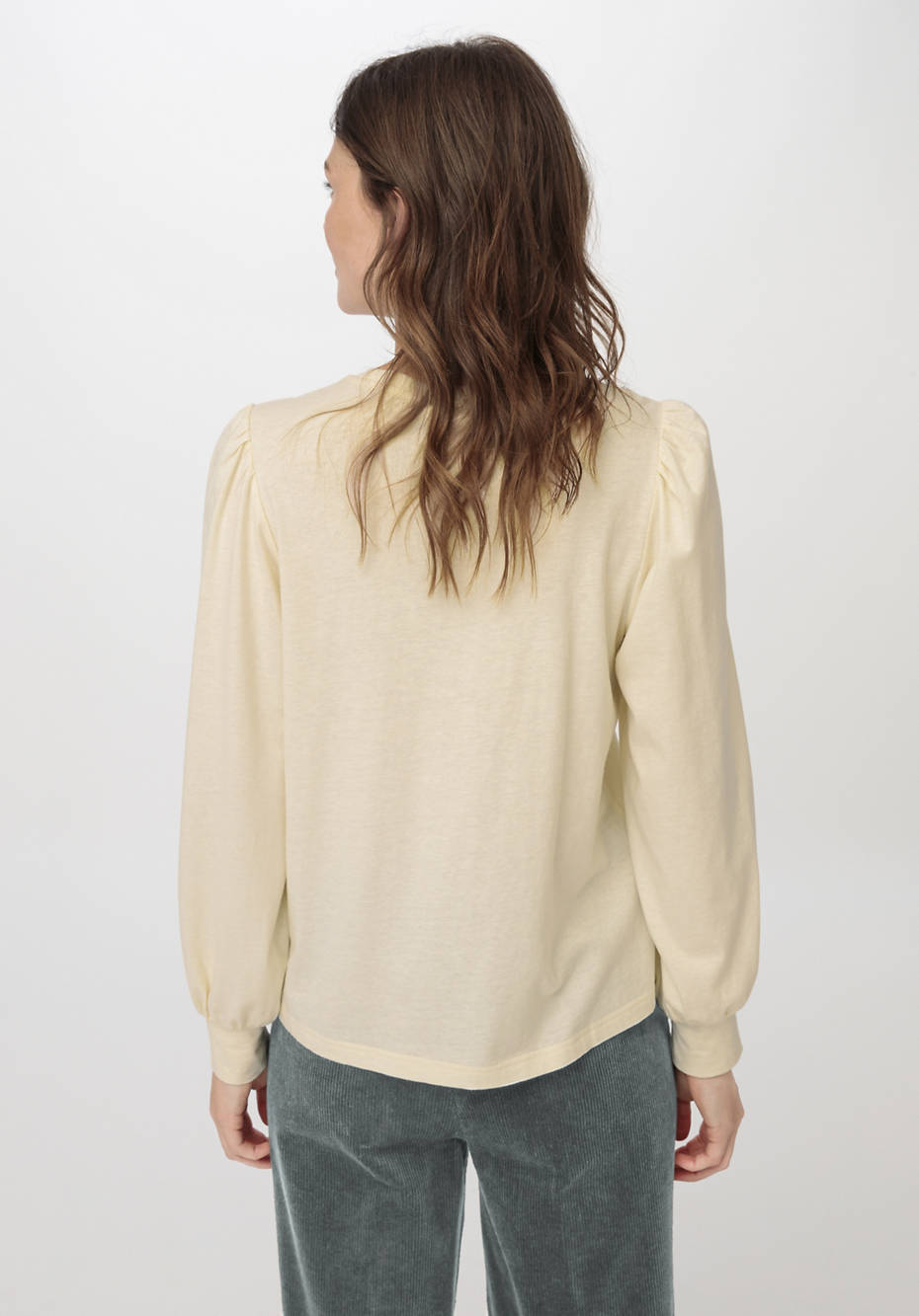 Jersey-Bluse aus Bio-Baumwolle mit Bio-Merinowolle