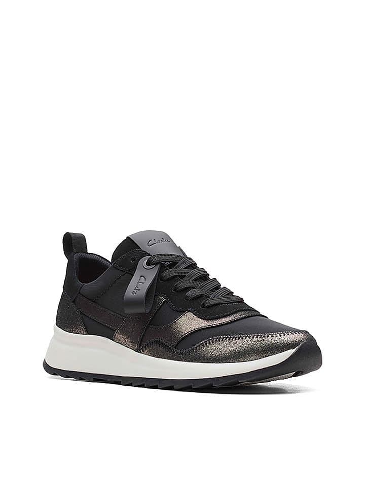 Clarks Leder-Sneakers in Schwarz günstig kaufen 40