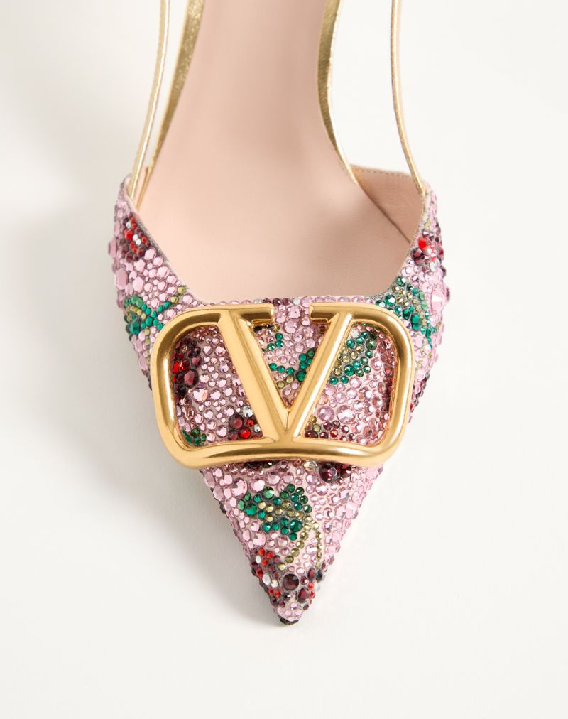 Sapato de salto VLogo Signature Slingback com bordado Cherryfic 80mm