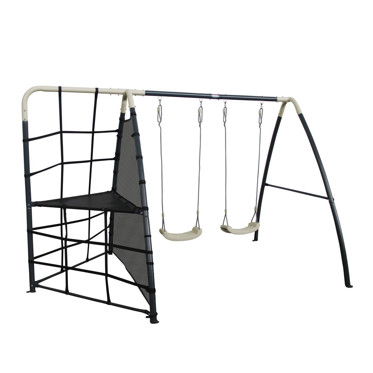 AXI Metallspielplatz mit Doppelschaukel und Klettergerüst Anthrazit/Crème