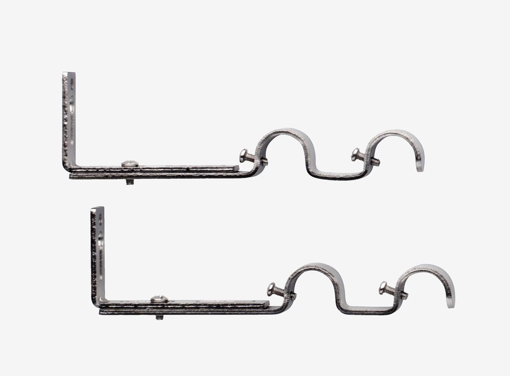 Dobbel stangholder Ø19mm, børstet stål