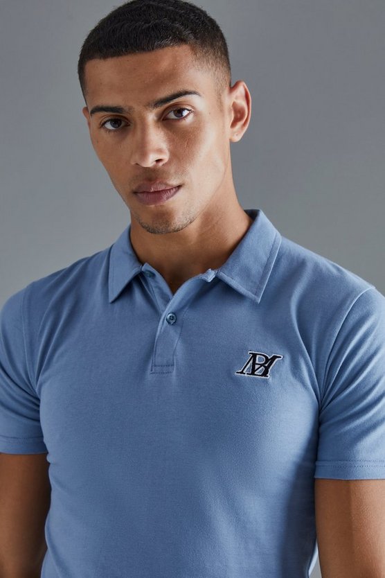 Slim-Fit Poloshirt mit Man-Stickerei