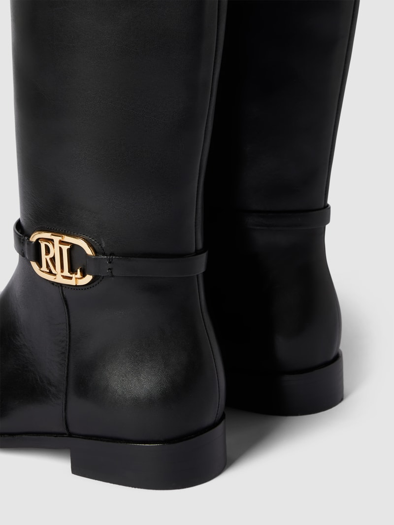 Stiefel mit Label-Details Modell 'BRIDGETTE' in schwarz
