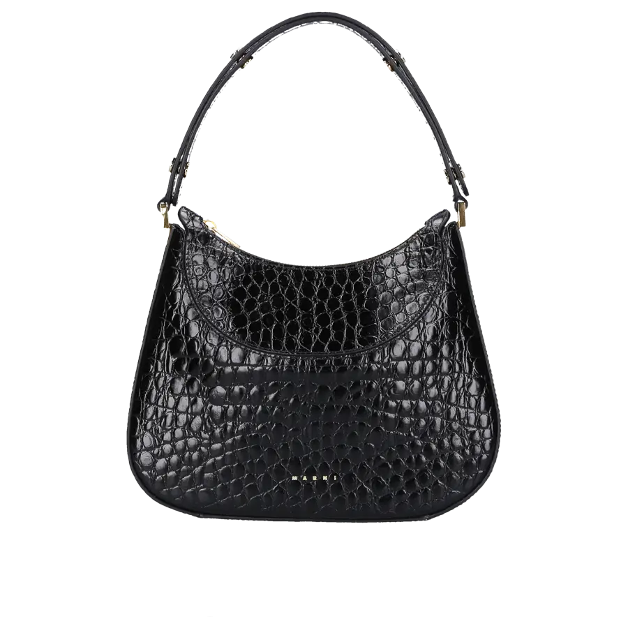 Marni - Schultertasche MILANO Kalbsleder - schwarz
