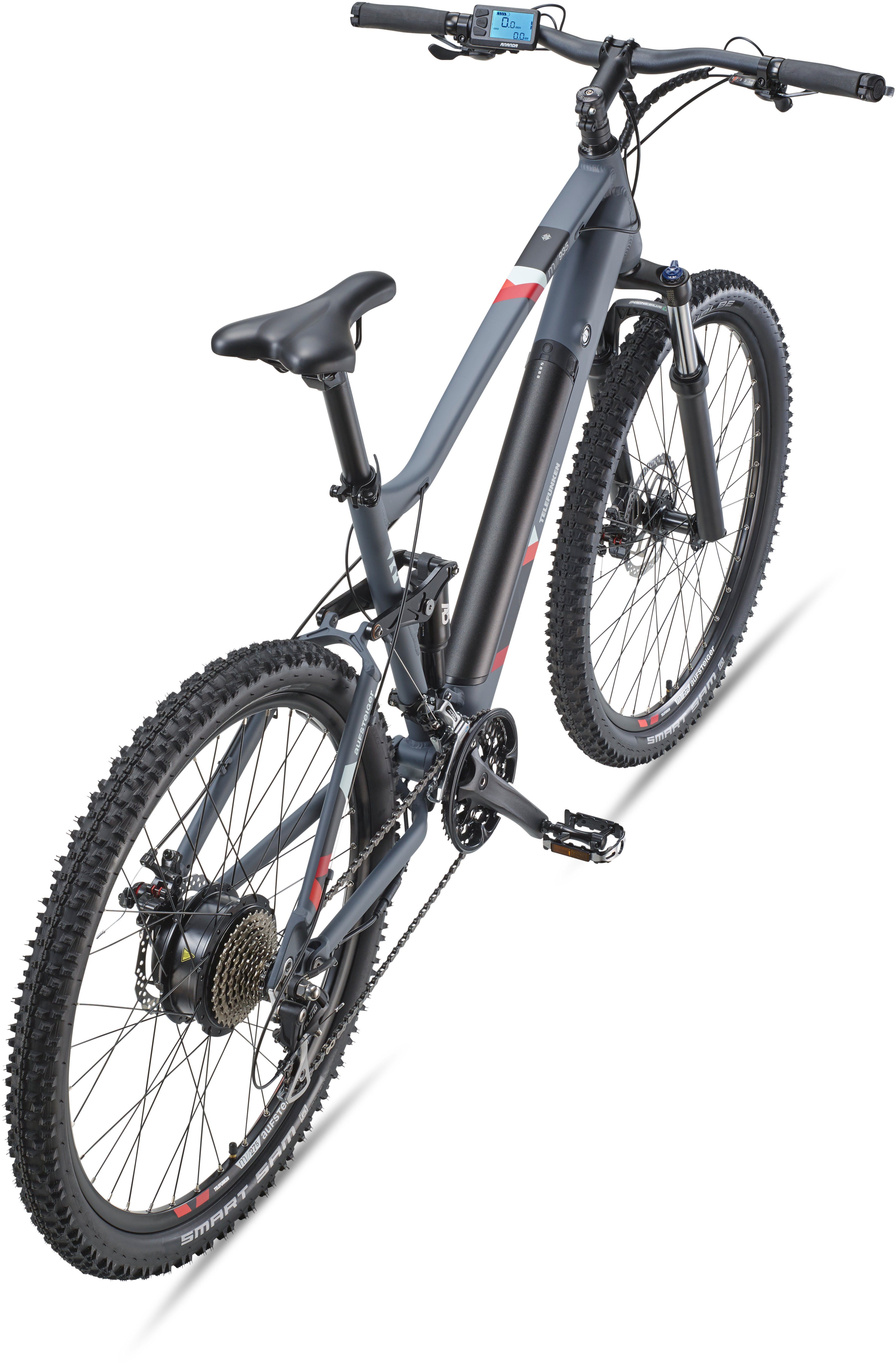Telefunken E-Bike Aufsteiger M935, 24 Gang Shimano Acera Schaltwerk, Kettenschaltung, Heckmotor, 504 Wh Akku